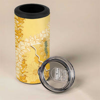 Hawaii Oahu Island Flowers Lei 4 in 1 Can Cooler Tumbler Yellow Ilima Mix Plumeria