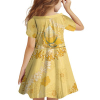Hawaii Oahu Island Flowers Lei Family Matching Summer Maxi Dress and Hawaiian Shirt Yellow Ilima Mix Plumeria LT7 - Polynesian Pride