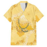 Hawaii Oahu Island Flowers Lei Hawaiian Shirt Yellow Ilima Mix Plumeria