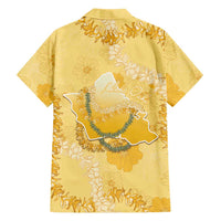 Hawaii Oahu Island Flowers Lei Hawaiian Shirt Yellow Ilima Mix Plumeria