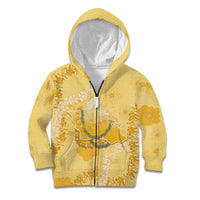 Hawaii Oahu Island Flowers Lei Kid Hoodie Yellow Ilima Mix Plumeria