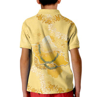 Hawaii Oahu Island Flowers Lei Kid Polo Shirt Yellow Ilima Mix Plumeria