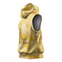 Hawaii Oahu Island Flowers Lei Sleeveless Hoodie Yellow Ilima Mix Plumeria