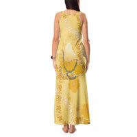 Hawaii Oahu Island Flowers Lei Tank Maxi Dress Yellow Ilima Mix Plumeria