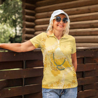 Hawaii Oahu Island Flowers Lei Women Polo Shirt Yellow Ilima Mix Plumeria LT7 - Polynesian Pride