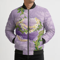 Hawaii Kauai Island Flowers Lei Bomber Puffer Jacket Mokihana Lei