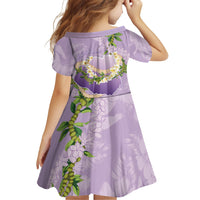 Hawaii Kauai Island Flowers Lei Family Matching Off The Shoulder Long Sleeve Dress and Hawaiian Shirt Mokihana Lei LT7 - Polynesian Pride