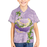 Hawaii Kauai Island Flowers Lei Kid Hawaiian Shirt Mokihana Lei