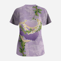 Hawaii Kauai Island Flowers Lei Scrub Top Mokihana Lei