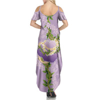 Hawaii Kauai Island Flowers Lei Summer Maxi Dress Mokihana Lei