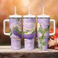 Hawaii Kauai Island Flowers Lei Tumbler With Handle Mokihana Lei