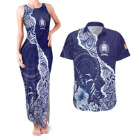 Fiji Queen Victoria School Personalised Couples Matching Tank Maxi Dress and Hawaiian Shirt Masi Tapa Torn Style