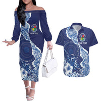 Fiji Lelean Memorial School Personalised Couples Matching Off The Shoulder Long Sleeve Dress and Hawaiian Shirt Korodredre Davuilevu Masi Mix Style