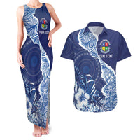 Fiji Lelean Memorial School Personalised Couples Matching Tank Maxi Dress and Hawaiian Shirt Korodredre Davuilevu Masi Mix Style