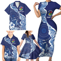 Fiji Lelean Memorial School Personalised Family Matching Short Sleeve Bodycon Dress and Hawaiian Shirt Korodredre Davuilevu Masi Mix Style LT7 - Polynesian Pride