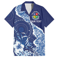 Fiji Lelean Memorial School Personalised Family Matching Short Sleeve Bodycon Dress and Hawaiian Shirt Korodredre Davuilevu Masi Mix Style LT7 Dad's Shirt - Short Sleeve Blue - Polynesian Pride