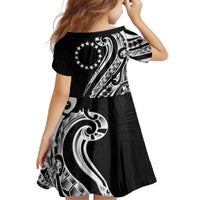 Kia Orana Cook Islands Family Matching Off The Shoulder Long Sleeve Dress and Hawaiian Shirt Kerekere Plumeria Tropical Waves LT7 - Polynesian Pride