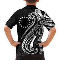 Kia Orana Cook Islands Family Matching Off Shoulder Short Dress and Hawaiian Shirt Kerekere Plumeria Tropical Waves - Polynesian Pride