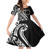 Kia Orana Cook Islands Family Matching Off Shoulder Short Dress and Hawaiian Shirt Kerekere Plumeria Tropical Waves - Polynesian Pride