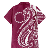 Kia Orana Cook Islands Family Matching Long Sleeve Bodycon Dress and Hawaiian Shirt Maroon Plumeria Tropical Waves - Polynesian Pride