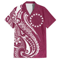 Kia Orana Cook Islands Family Matching Off Shoulder Maxi Dress and Hawaiian Shirt Maroon Plumeria Tropical Waves - Polynesian Pride