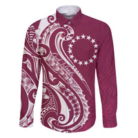 Kia Orana Cook Islands Family Matching Puletasi and Hawaiian Shirt Maroon Plumeria Tropical Waves - Polynesian Pride