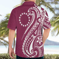 Kia Orana Cook Islands Hawaiian Shirt Maroon Plumeria Tropical Waves - Polynesian Pride