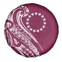 Kia Orana Cook Islands Spare Tire Cover Maroon Plumeria Tropical Waves - Polynesian Pride