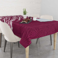 Kia Orana Cook Islands Tablecloth Maroon Plumeria Tropical Waves - Polynesian Pride