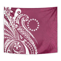 Kia Orana Cook Islands Tapestry Maroon Plumeria Tropical Waves - Polynesian Pride