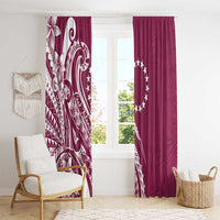 Kia Orana Cook Islands Window Curtain Maroon Plumeria Tropical Waves - Polynesian Pride