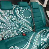 Kia Orana Cook Islands Back Car Seat Cover Teal Plumeria Tropical Waves - Polynesian Pride