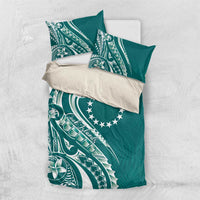 Kia Orana Cook Islands Bedding Set Teal Plumeria Tropical Waves - Polynesian Pride