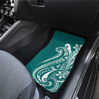 Kia Orana Cook Islands Car Mats Teal Plumeria Tropical Waves - Polynesian Pride
