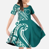 Kia Orana Cook Islands Family Matching Summer Maxi Dress and Hawaiian Shirt Teal Plumeria Tropical Waves - Polynesian Pride