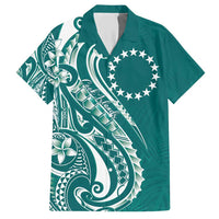 Kia Orana Cook Islands Hawaiian Shirt Teal Plumeria Tropical Waves - Polynesian Pride