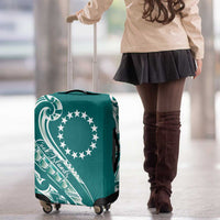 Kia Orana Cook Islands Luggage Cover Teal Plumeria Tropical Waves - Polynesian Pride