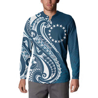 Kia Orana Cook Islands Button Sweatshirt Auika Plumeria Tropical Waves - Polynesian Pride