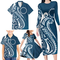 Kia Orana Cook Islands Family Matching Long Sleeve Bodycon Dress and Hawaiian Shirt Auika Plumeria Tropical Waves - Polynesian Pride