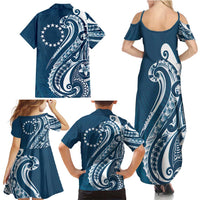 Kia Orana Cook Islands Family Matching Summer Maxi Dress and Hawaiian Shirt Auika Plumeria Tropical Waves - Polynesian Pride