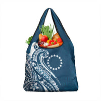 Kia Orana Cook Islands Grocery Bag Auika Plumeria Tropical Waves - Polynesian Pride