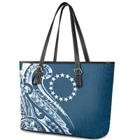 Kia Orana Cook Islands Leather Tote Bag Auika Plumeria Tropical Waves - Polynesian Pride