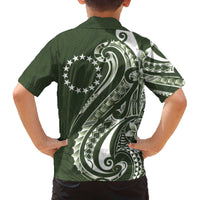 Kia Orana Cook Islands Family Matching Off The Shoulder Long Sleeve Dress and Hawaiian Shirt Matie Plumeria Tropical Waves - Polynesian Pride