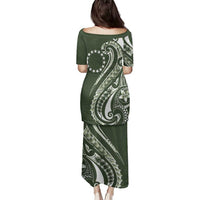 Kia Orana Cook Islands Family Matching Puletasi and Hawaiian Shirt Matie Plumeria Tropical Waves - Polynesian Pride