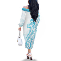 Kia Orana Cook Islands Family Matching Off The Shoulder Long Sleeve Dress and Hawaiian Shirt Moana Plumeria Tropical Waves - Polynesian Pride