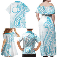 Kia Orana Cook Islands Family Matching Off Shoulder Maxi Dress and Hawaiian Shirt Moana Plumeria Tropical Waves - Polynesian Pride