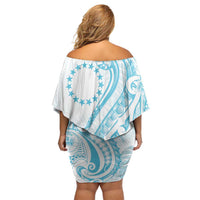 Kia Orana Cook Islands Family Matching Off Shoulder Short Dress and Hawaiian Shirt Moana Plumeria Tropical Waves - Polynesian Pride