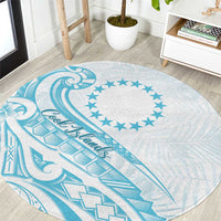 Kia Orana Cook Islands Round Carpet Moana Plumeria Tropical Waves - Polynesian Pride