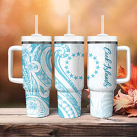 Kia Orana Cook Islands Tumbler With Handle Moana Plumeria Tropical Waves - Polynesian Pride