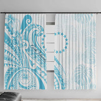 Kia Orana Cook Islands Window Curtain Moana Plumeria Tropical Waves - Polynesian Pride